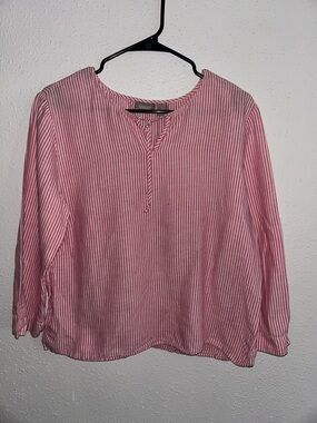Chico's Pink and White Striped Tunic Top